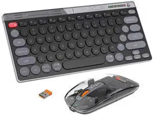 Compact Wireless Keyboard and Mouse Combos - Dual Bluetooth & 2.4GHz USB Receiver, Transparent Mouse, Portable Slim Stylish for Laptop/ipad/Mac/Office - Black Compact Wireless Keyboard and Mouse Combos - Dual Bluetooth & 2.4GHz USB Receiver, Transparent Mouse, Portable Slim Stylish for Laptop/ipad/Mac/Office - Black