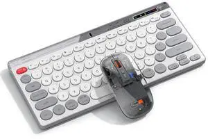 Compact Wireless Keyboard and Mouse Combos - Dual Bluetooth & 2.4GHz USB Receiver, Transparent Mouse, Portable Slim Stylish for Laptop/ipad/Mac/Office - White Compact Wireless Keyboard and Mouse Combos - Dual Bluetooth & 2.4GHz USB Receiver, Transparent Mouse, Portable Slim Stylish for Laptop/ipad/Mac/Office - White