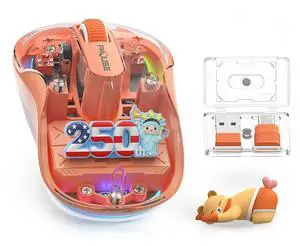 Transparent Wireless Mouse, 4th of July Gift, US 250th Statue of Liberty 2 Cute Figurines, Tri-Mode Dual Bluetooth & 2.4G, USB-A & USB-C, Silent Rechargeable RGB, for Mac iPad Laptop - Orange Transparent Wireless Mouse, 4th of July Gift, US 250th Statue of Liberty 2 Cute Figurines, Tri-Mode Dual Bluetooth & 2.4G, USB-A & USB-C, Silent Rechargeable RGB, for Mac iPad Laptop - Orange