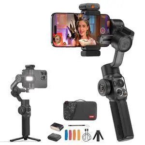 Smooth 5S AI Pro Gimbal Stabilizer for Smartphone 3-Axis Phone Gimbal with AI Tracker, Magnetic/Built-in Fill Light, Storage Bag, iPhone Stabilizer for Video Recording Filming Vlogging Smooth 5S AI Pro Gimbal Stabilizer for Smartphone 3-Axis Phone Gimbal with AI Tracker, Magnetic/Built-in Fill Light, Storage Bag, iPhone Stabilizer for Video Recording Filming Vlogging