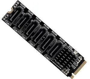 NGFF NVME M-Key PCI Express to SATA 3.0 6 Ports 6Gbps Adapter Converter Hard Drive Extension Card 2280 NGFF NVME M-Key PCI Express to SATA 3.0 6 Ports 6Gbps Adapter Converter Hard Drive Extension Card 2280