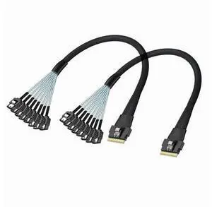SlimSAS 8i to 8xSATA Cable, SFF-8654 Host/RAID to SATA Target, Suitable for Servers, Hard Drives, Computers, and Hosts, 1m(3.3ft), 2-Pack SlimSAS 8i to 8xSATA Cable, SFF-8654 Host/RAID to SATA Target, Suitable for Servers, Hard Drives, Computers, and Hosts, 1m(3.3ft), 2-Pack