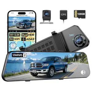 PG17 Pro STARVIS 2 Mirror Dash Cam Front and Rear with IMX678, ADAS 12" Rear View Mirror Camera, 4K+ 2.5K Dual HDR Dash Camera for Cars, 5.8GHz WiFi Car Camera with 128GB Card Voice Control GPS PG17 Pro STARVIS 2 Mirror Dash Cam Front and Rear with IMX678, ADAS 12" Rear View Mirror Camera, 4K+ 2.5K Dual HDR Dash Camera for Cars, 5.8GHz WiFi Car Camera with 128GB Card Voice Control GPS