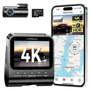 4K Dash Cam Front and Rear, WiFi6 Dash Camera for Cars, HDR Dashcam with Voice Control ADAS GPS, Night Vision, Motion Detection 24H Parking Mode, Advanced Timeline Playback APP, 64GB Card Included 4K Dash Cam Front and Rear, WiFi6 Dash Camera for Cars, HDR Dashcam with Voice Control ADAS GPS, Night Vision, Motion Detection 24H Parking Mode, Advanced Timeline Playback APP, 64GB Card Included