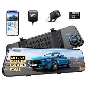 PG17 Max 4K+2.5K Mirror Dash Cam with ADAS, BSD and LCA, 12" Rear View Mirror Camera with 5GHz WiFi and Voice Control, Rearview Mirror Backup Camera Includes 64GB Card, GPS, Parking Monitor PG17 Max 4K+2.5K Mirror Dash Cam with ADAS, BSD and LCA, 12" Rear View Mirror Camera with 5GHz WiFi and Voice Control, Rearview Mirror Backup Camera Includes 64GB Card, GPS, Parking Monitor