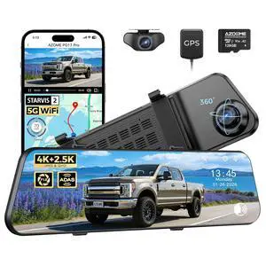 PG17 Pro STARVIS 2 Mirror Dash Cam Front and Rear with IMX678, ADAS 12" Rear View Mirror Camera, 4K+ 2.5K Dual HDR Dash Camera for Cars, 5.8GHz WiFi Car Camera with 128GB Card Voice Control GPS PG17 Pro STARVIS 2 Mirror Dash Cam Front and Rear with IMX678, ADAS 12" Rear View Mirror Camera, 4K+ 2.5K Dual HDR Dash Camera for Cars, 5.8GHz WiFi Car Camera with 128GB Card Voice Control GPS
