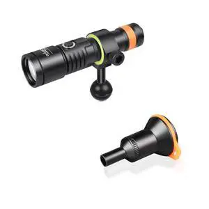 D530V 1200 Lumen Diving Video Light 120° Super Wide Beam & D530V Aluminum Alloy Video Light Snoot Combo D530V 1200 Lumen Diving Video Light 120° Super Wide Beam & D530V Aluminum Alloy Video Light Snoot Combo