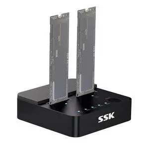 NVMe & SATA SSD Cloner, M.2 Duplicator Dual Bay Dock SSD to USB Adapter, 10Gbps USB3.2 Gen 2 M.2 Docking Station for M Key/B+M Key PCIE3.0/4.0/5.0SSD Reader Supports Offline Clone NVMe & SATA SSD Cloner, M.2 Duplicator Dual Bay Dock SSD to USB Adapter, 10Gbps USB3.2 Gen 2 M.2 Docking Station for M Key/B+M Key PCIE3.0/4.0/5.0SSD Reader Supports Offline Clone