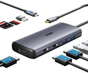 USB C Docking Station 3 Monitors, 9 in 1 Single 8K/Dual 4K60Hz USB C Hub DisplayPort Dock with 2 HDMI Ports, Displayport,100W PD, 3 USB,SD/TF, Laptop Docking Station for MacBook Pro HP Lenovo USB C Docking Station 3 Monitors, 9 in 1 Single 8K/Dual 4K60Hz USB C Hub DisplayPort Dock with 2 HDMI Ports, Displayport,100W PD, 3 USB,SD/TF, Laptop Docking Station for MacBook Pro HP Lenovo