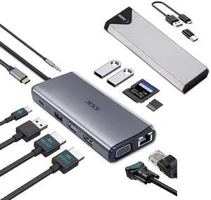 Bundles M.2 SATA SSD Enclosure and 11 in 1 USB-C Docking Station with Dual HDMI, VGA,1000Mbps Ethernet Port ect Bundles M.2 SATA SSD Enclosure and 11 in 1 USB-C Docking Station with Dual HDMI, VGA,1000Mbps Ethernet Port ect