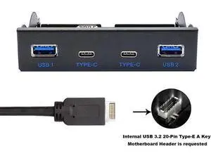 USB 3.2 10Gbps USB Front Panel Hub 3.5 inch Floppy Bay 2x Type-C and 2x USB-A 4 Ports Computer Case Expansion Adapter,USB 3.2 Motherboard Header 20Pin Key-A Type-E to 4 USB Splitter-2FT Cable USB 3.2 10Gbps USB Front Panel Hub 3.5 inch Floppy Bay 2x Type-C and 2x USB-A 4 Ports Computer Case Expansion Adapter,USB 3.2 Motherboard Header 20Pin Key-A Type-E to 4 USB Splitter-2FT Cable