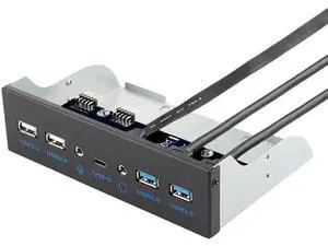 5.25 Inch Front Panel 7 Ports USB Hub w/ HD Audio & Microphone, USB 3.2 Gen 2(10Gbps) Type-C,2 x USB 3.0 & 2 x USB 2.0 ,3.5mm Audio & Mic ,USB Motherboard Header to PC Case Expansion Adapter 5.25 Inch Front Panel 7 Ports USB Hub w/ HD Audio & Microphone, USB 3.2 Gen 2(10Gbps) Type-C,2 x USB 3.0 & 2 x USB 2.0 ,3.5mm Audio & Mic ,USB Motherboard Header to PC Case Expansion Adapter