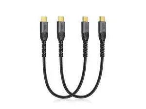 USB C Cable Short 1ft 2pcs, USB C 60W Fast Charging Braided Type C Data Cord for iPhone 15/16, iPad Pro, MacBook,Galaxy S24 23 22, Powerbank, Tablet, Android Auto/Cellphone USB C Cable Short 1ft 2pcs, USB C 60W Fast Charging Braided Type C Data Cord for iPhone 15/16, iPad Pro, MacBook,Galaxy S24 23 22, Powerbank, Tablet, Android Auto/Cellphone