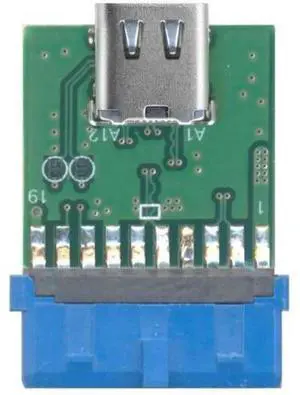 USB 3.1 Type C to USB 3.0 Motherboard Adapter, 19/20 Pin Header, 5Gbps, Green USB 3.1 Type C to USB 3.0 Motherboard Adapter, 19/20 Pin Header, 5Gbps, Green