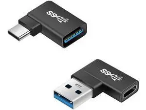 Right Angle USB C to USB Adapter(2 Pack), 90 Degree USB A 3.0/10Gbps Male Adapter to Type C Female Connector Data OTG Converter for Laptop Tablet Phone Power Banks Right Angle USB C to USB Adapter(2 Pack), 90 Degree USB A 3.0/10Gbps Male Adapter to Type C Female Connector Data OTG Converter for Laptop Tablet Phone Power Banks