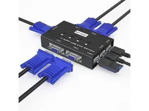 MT-VIKI KVM Switch VGA, 4 Port KVM Switch for 4 Computers Share One Monitor Keyboard Mouse Printer, 3 USB 2.0 Hub, Included 4 VGA KVM Cables MT-VIKI KVM Switch VGA, 4 Port KVM Switch for 4 Computers Share One Monitor Keyboard Mouse Printer, 3 USB 2.0 Hub, Included 4 VGA KVM Cables