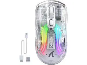 Wireless Gaming Mouse, Tri-Mode Wireless Mouse-2.4Ghz/Bluetooth 5.0/USB C Wired, 5 Adjustable DPI, Ergonomic PC Gaming Mice with Transparent Shell-PAW Sensor-RGB Backlit-Silent Click for Win/MAC Wireless Gaming Mouse, Tri-Mode Wireless Mouse-2.4Ghz/Bluetooth 5.0/USB C Wired, 5 Adjustable DPI, Ergonomic PC Gaming Mice with Transparent Shell-PAW Sensor-RGB Backlit-Silent Click for Win/MAC