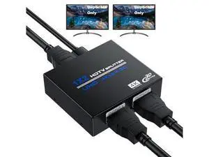 HDMI Splitter 1 in 2 Out 4K, 1x2 Powered HDMI Multi-Port Adapter for Dual Monitor, Support 4K UltraHD 3D HDR, Duplicate/Mirror Screens, Ideal for Xbox Ps5 Ps4 Ps3 Fire Stick Blu-Ray Player HDTV HDMI Splitter 1 in 2 Out 4K, 1x2 Powered HDMI Multi-Port Adapter for Dual Monitor, Support 4K UltraHD 3D HDR, Duplicate/Mirror Screens, Ideal for Xbox Ps5 Ps4 Ps3 Fire Stick Blu-Ray Player HDTV