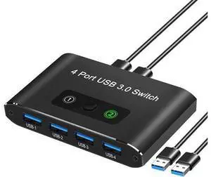 2 in 4 Out USB Switch, USB 3.0 Switch, Aluminum KM Switch 2 Computers Sharing 4 USB Devices KM Switches 5V USB-C Powered for PC Printer Scanner Mouse Keyboard with 2 USB 3.0 Cable, One Button Switch 2 in 4 Out USB Switch, USB 3.0 Switch, Aluminum KM Switch 2 Computers Sharing 4 USB Devices KM Switches 5V USB-C Powered for PC Printer Scanner Mouse Keyboard with 2 USB 3.0 Cable, One Button Switch