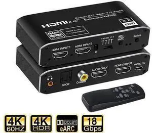 2x1 HDMI Switch Audio Extractor, 4K Hdmi Audio Extractor Switcher, HDMI to HDMI +Audio(Optical/Coaxial/ 3.5mm Audio Jack), HDMI 4K@60hz Video Audio Converter Adapter for PS4, Xbox,TV 2x1 HDMI Switch Audio Extractor, 4K Hdmi Audio Extractor Switcher, HDMI to HDMI +Audio(Optical/Coaxial/ 3.5mm Audio Jack), HDMI 4K@60hz Video Audio Converter Adapter for PS4, Xbox,TV