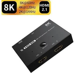 HDMI 2.1 Switcher Bi-Direction 2 in 1/ 1 in 2 8K@60Hz 4K@120Hz Ultra HD KVM Switcher Adapter for PS4/5 TV Box HDTV Xbox Projector HDMI 2.1 Switcher Bi-Direction 2 in 1/ 1 in 2 8K@60Hz 4K@120Hz Ultra HD KVM Switcher Adapter for PS4/5 TV Box HDTV Xbox Projector