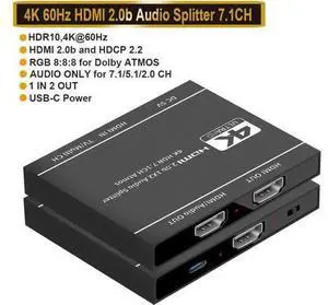 2023 Best 4K HDMI Splitter 1x2,HDMI 2.0 Splitter 1 in 2 out HDMI Audio Extractor HDR HDMI2.0 Splitter for PS4 Apple TV XBox PS5 2023 Best 4K HDMI Splitter 1x2,HDMI 2.0 Splitter 1 in 2 out HDMI Audio Extractor HDR HDMI2.0 Splitter for PS4 Apple TV XBox PS5