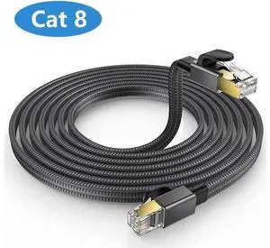 Cat 8 Ethernet Cable , 26AWG Flat Braided High Speed Network LAN Cable 40gbps 2000mhz, Heavy Duty Shielded Ethernet Cord with Gold Plated RJ45 Connectors for Router Modem Gaming PS5/4 50 ft. Cat 8 Ethernet Cable , 26AWG Flat Braided High Speed Network LAN Cable 40gbps 2000mhz, Heavy Duty Shielded Ethernet Cord with Gold Plated RJ45 Connectors for Router Modem Gaming PS5/4 50 ft.