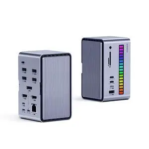 Dual USB C Docking Station Triple Monitor, LED Strip Light USB-C Hub Type-C Adapter with 8K DP&HDMI, M.2 SSD Enclosure, 100W PD, USB 3.1, 1000Mbps RJ45 for MacBook Air Pro, Laptop (U100 Ultra) Dual USB C Docking Station Triple Monitor, LED Strip Light USB-C Hub Type-C Adapter with 8K DP&HDMI, M.2 SSD Enclosure, 100W PD, USB 3.1, 1000Mbps RJ45 for MacBook Air Pro, Laptop (U100 Ultra)