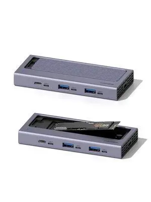 USB C Hub with M.2 SSD Enclosure, Magnetic Cover Easy Disassemble External Hard Drive Enclosure with 10Gbps USB 3.1, USB C for MacBook Pro, iPhone15 Pro Max, Mac mini, Laptop, PC (HB777) USB C Hub with M.2 SSD Enclosure, Magnetic Cover Easy Disassemble External Hard Drive Enclosure with 10Gbps USB 3.1, USB C for MacBook Pro, iPhone15 Pro Max, Mac mini, Laptop, PC (HB777)
