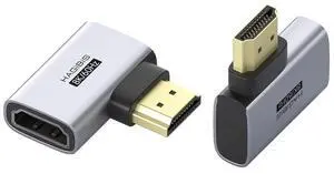 HDMI to HDMI Adapter 2 Pack, 8K@60Hz 4K@240Hz L-Shaped 90 Degree Right Angle HDMI 2.1 Male to Female Extension Connector Conventer for Laptop, PC, Monitor, PS5/4, Xbox, TV (Side Back) HDMI to HDMI Adapter 2 Pack, 8K@60Hz 4K@240Hz L-Shaped 90 Degree Right Angle HDMI 2.1 Male to Female Extension Connector Conventer for Laptop, PC, Monitor, PS5/4, Xbox, TV (Side Back)