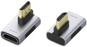 HDMI to HDMI Adapter 2 Pack, 8K@60Hz 4K@240Hz L-Shaped 90 Degree Right Angle HDMI 2.1 Male to Female Extension Connector Conventer for Laptop, PC, Monitor, PS5/4, Xbox, TV (Vertical Front) HDMI to HDMI Adapter 2 Pack, 8K@60Hz 4K@240Hz L-Shaped 90 Degree Right Angle HDMI 2.1 Male to Female Extension Connector Conventer for Laptop, PC, Monitor, PS5/4, Xbox, TV (Vertical Front)