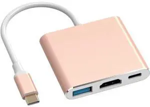 Battony Rose Gold USB C to HDTV Adapter Type-C Multiport AV Converter with 4K HDTV Output USD3.0 & USBC 100W Fasting Charging Compatible for MacBook/Mac Pro Air iPad Pro and More USB-C Port Device Battony Rose Gold USB C to HDTV Adapter Type-C Multiport AV Converter with 4K HDTV Output USD3.0 & USBC 100W Fasting Charging Compatible for MacBook/Mac Pro Air iPad Pro and More USB-C Port Device