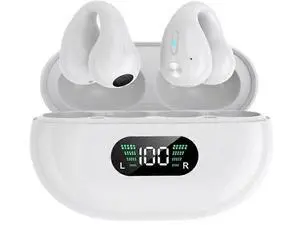 5.3 Wireless Open Ear Clip Earbuds, Noise Canceling Sports Headphones with Earhooks (White) 5.3 Wireless Open Ear Clip Earbuds, Noise Canceling Sports Headphones with Earhooks (White)