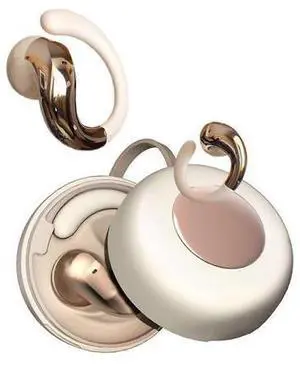 Beige Bluetooth Ear Clip Earbuds with Ear Hook, 5H Playback & Sweatproof for iPhone/Android Beige Bluetooth Ear Clip Earbuds with Ear Hook, 5H Playback & Sweatproof for iPhone/Android
