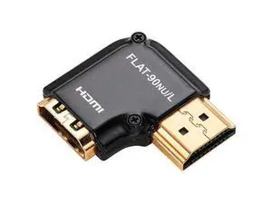 HDMI Adapter Male to Female Right Angle, Zinc Alloy Full Shielding 24K Gold Plated Connectors (FLAT-90NU/L) HDMI Adapter Male to Female Right Angle, Zinc Alloy Full Shielding 24K Gold Plated Connectors (FLAT-90NU/L)