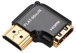 HDMI Adapter Male to Female Right Angle, Zinc Alloy Full Shielding 24K Gold Plated Connectors (FLAT-90NU/R) HDMI Adapter Male to Female Right Angle, Zinc Alloy Full Shielding 24K Gold Plated Connectors (FLAT-90NU/R)