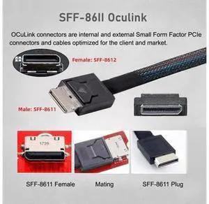 Left Angled 90 Degree OcuLink PCIe 4.0 PCI-Express SFF-8611 4i to SFF-8611 Data Active Cable for eGPU SSD 50cm Left Angled 90 Degree OcuLink PCIe 4.0 PCI-Express SFF-8611 4i to SFF-8611 Data Active Cable for eGPU SSD 50cm