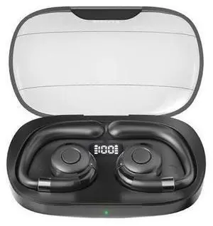 Bluetooth 5.3 Open Ear Hook Headphones, IPX5 Waterproof, 15H Battery with Charging Case, Mic (Black) Bluetooth 5.3 Open Ear Hook Headphones, IPX5 Waterproof, 15H Battery with Charging Case, Mic (Black)