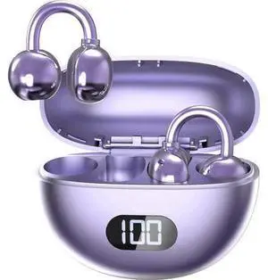 Bluetooth 5.4 Open Ear Clip-On Headphones, IPX7 Waterproof, 18H Playback for Running (Purple) Bluetooth 5.4 Open Ear Clip-On Headphones, IPX7 Waterproof, 18H Playback for Running (Purple)