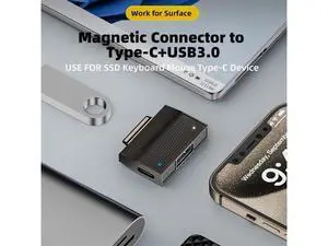 Magnetic to USB3.1 Type-A & 15V Type-C USB-C Data Charge Adapter SF532 for Surface Pro9 Pro8 Pro7 Pro6 Pro X Go Book Magnetic to USB3.1 Type-A & 15V Type-C USB-C Data Charge Adapter SF532 for Surface Pro9 Pro8 Pro7 Pro6 Pro X Go Book