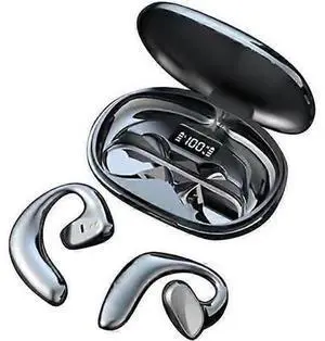 Bone Conduction Open Ear Bluetooth Headphones, HiFi Stereo & Built-in Mic, Black - Wireless & Sweatproof Bone Conduction Open Ear Bluetooth Headphones, HiFi Stereo & Built-in Mic, Black - Wireless & Sweatproof