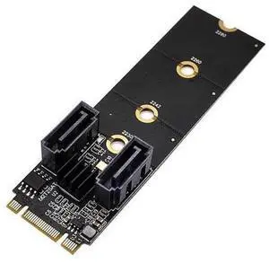 NGFF Key B+M PCI Express to SATA 3.0 6Gbps Dual Ports Vertical Adapter Converter Hard Drive Extension Card JMB582 2230 2242 2260 2280 NGFF Key B+M PCI Express to SATA 3.0 6Gbps Dual Ports Vertical Adapter Converter Hard Drive Extension Card JMB582 2230 2242 2260 2280