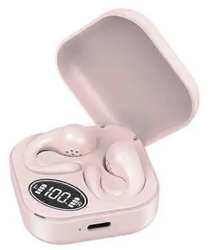 Pink Wireless Bone Conduction Headphones with Battery Display - Open Ear Gym & Fitness Bluetooth Pink Wireless Bone Conduction Headphones with Battery Display - Open Ear Gym & Fitness Bluetooth