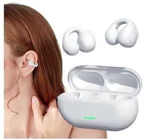 White Open Ear Wireless Earbuds - Waterproof Clip-On Workout Headphones with 4.5H Battery White Open Ear Wireless Earbuds - Waterproof Clip-On Workout Headphones with 4.5H Battery
