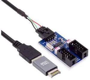 USB 3.1 Front Panel Header Male Type-E to USB 2.0 Type-A Male 1 to 2 Female Motherboard 9pin 10pinHeader HUB Adapter Port Multiplier USB 3.1 Front Panel Header Male Type-E to USB 2.0 Type-A Male 1 to 2 Female Motherboard 9pin 10pinHeader HUB Adapter Port Multiplier