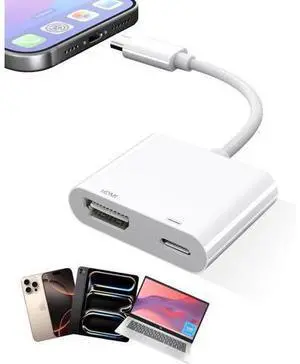 USB C to HDMI Adapter for iPhone 16 15 to TV 4K Sync Screen Connector Cable Type C Digital AV Adapter for TV/Projector/Monitor No Power Needed USB C to HDMI Adapter for iPhone 16 15 to TV 4K Sync Screen Connector Cable Type C Digital AV Adapter for TV/Projector/Monitor No Power Needed