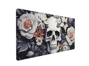 35.4 x 15.7 in, Waterproof XXL Large Mouse Pad for Desk, Extended Keyboard Mouse Mat for Computer Office, Big Laptop Mouse pad, Gaming Pc-White Skull&Flowers 35.4 x 15.7 in, Waterproof XXL Large Mouse Pad for Desk, Extended Keyboard Mouse Mat for Computer Office, Big Laptop Mouse pad, Gaming Pc-White Skull&Flowers