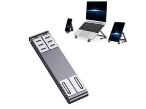 Metal Laptop Stand Computer Cooling Folding Mini Flat Raised Bracket (Gray) Metal Laptop Stand Computer Cooling Folding Mini Flat Raised Bracket (Gray)