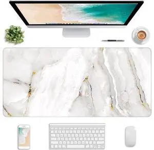 Atufsuat Extended Gaming Mouse Pad, XXL Large Desk Pad 30 x 14 Inch, Big Computer Keyboard Mousepad, Waterproof Mouse Mat with Stitched Edges and Non-Slip Base for Women Office Gaming, White Marble Atufsuat Extended Gaming Mouse Pad, XXL Large Desk Pad 30 x 14 Inch, Big Computer Keyboard Mousepad, Waterproof Mouse Mat with Stitched Edges and Non-Slip Base for Women Office Gaming, White Marble