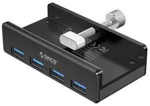 USB 3.0 Hub, USB Hub Clamp, Aluminum 4-Port USB Splitter with 4.92 FT USB Data Cable, Desktop Powered USB Hub for Monitors/Desks-Black (Without Power Adapter) USB 3.0 Hub, USB Hub Clamp, Aluminum 4-Port USB Splitter with 4.92 FT USB Data Cable, Desktop Powered USB Hub for Monitors/Desks-Black (Without Power Adapter)
